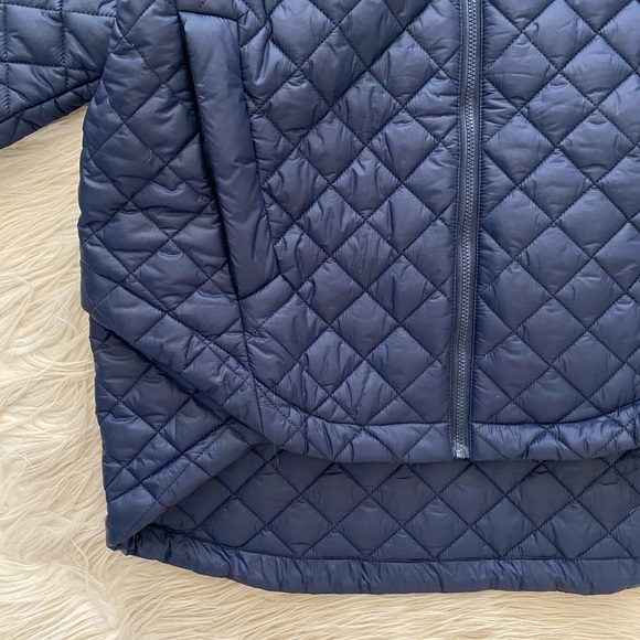 Quince Navy Blue Cropped Water Repellent Featherless Quilted Puffer Jacket Coat - Picture 4 of 12